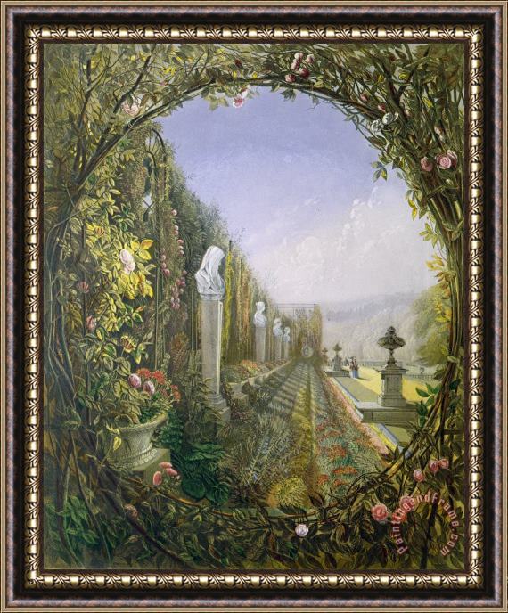 E Adveno Brooke The Trellis Window Trengtham Hall Gardens Framed Painting