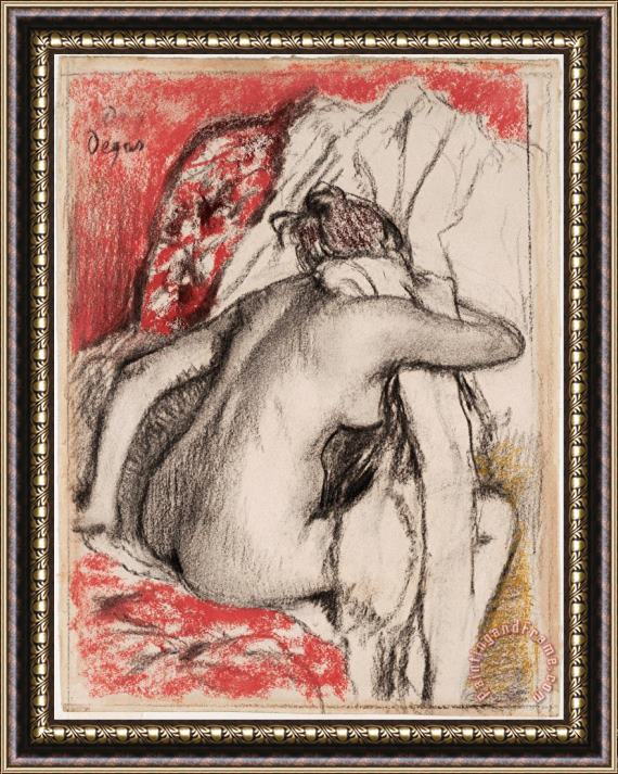Edgar Degas After The Bath Seated Woman Drying Herself Framed Print