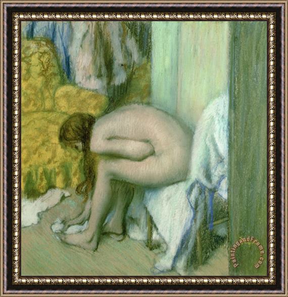 Edgar Degas After The Bath, Woman Drying Her Left Foot Framed Painting