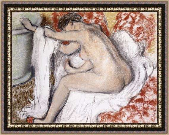 Edgar Degas After The Bath Woman Drying Herself Framed Painting