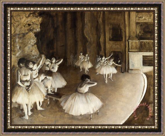 Edgar Degas Ballet Rehearsal on Stage Framed Print