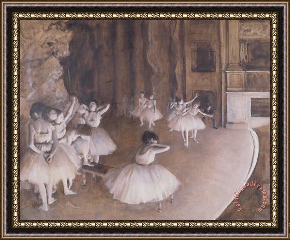 Edgar Degas Ballet Rehearsal on the Stage Framed Painting
