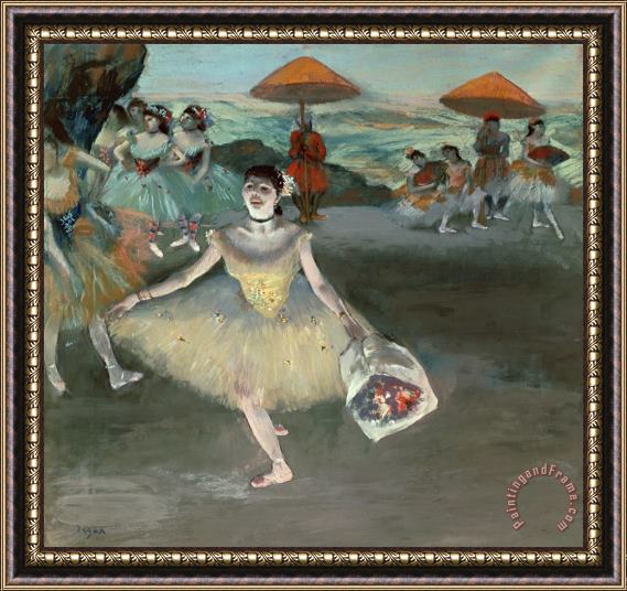 Edgar Degas Dancer with Bouquet, Curtseying Framed Painting