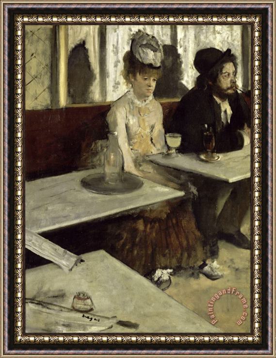 Edgar Degas In a Cafe Framed Painting
