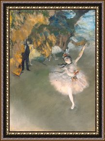 Pinocchio Wishes Upon a Star Framed Paintings - The Star Or Dancer On The Stage by Edgar Degas