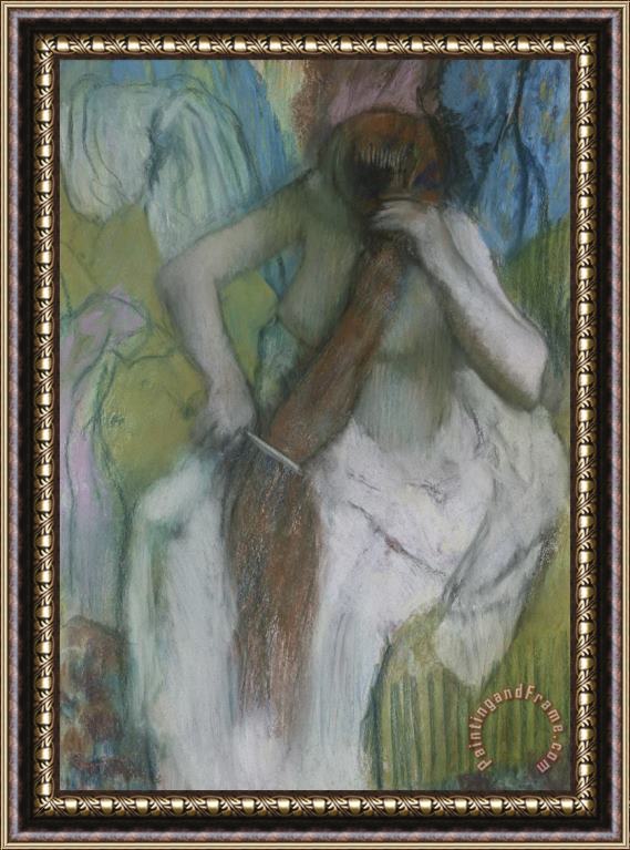 Edgar Degas Woman Combing her Hair Framed Painting