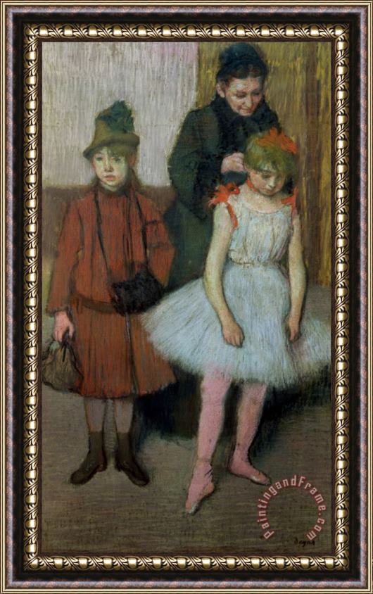 Edgar Degas Woman with Two Little Girls Framed Print