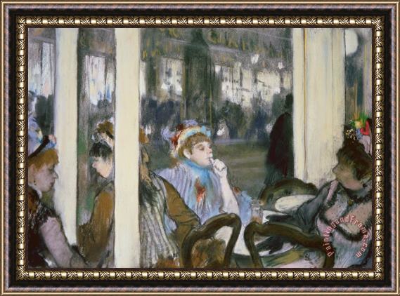 Edgar Degas Women on a Cafe Terrace Framed Painting