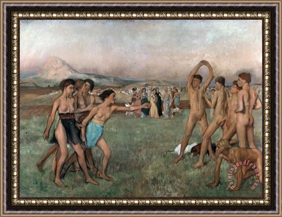 Edgar Degas Young Spartans Exercising Framed Painting