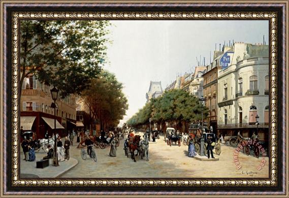 Edmond-Georges Grandjean Le Boulevard Des Italiens, Paris Framed Painting