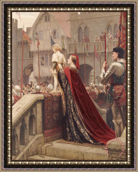 Edmund Blair Leighton A Little Prince Likely In Time To Bless A Royal Throne Framed Painting