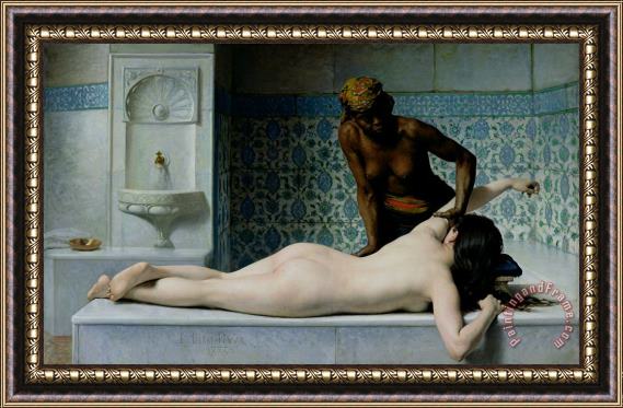 Edouard Debat Ponsan The Massage Framed Painting