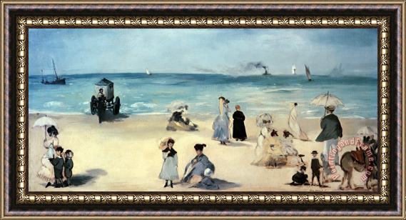Edouard Manet Beach Scene Framed Print