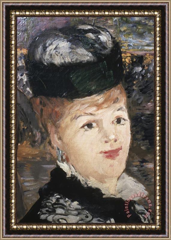 Edouard Manet Detail Showing Woman's Face From Skating Framed Painting