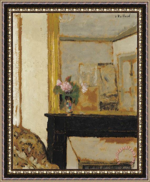 Edouard Vuillard Vase of Flowers on a Mantelpiece Framed Painting