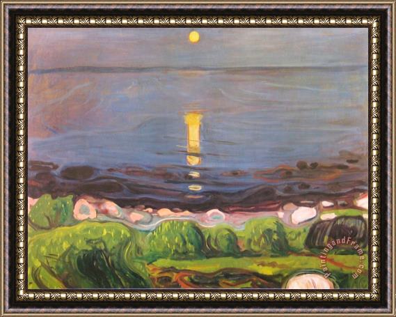 Edvard Munch Summer Night at The Beach Framed Painting