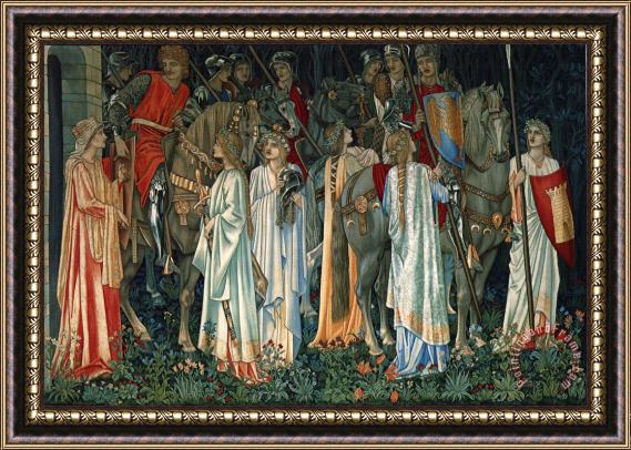 Edward Burne Jones The Arming And Departure of The Knights of The Round Table on The Quest of The Holy Grail Framed Print