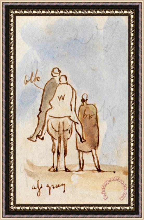 Edward Lear Study of Figures And a Camel Framed Painting