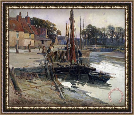 Edward Reginald Frampton A Cornish Fishing Village Framed Painting