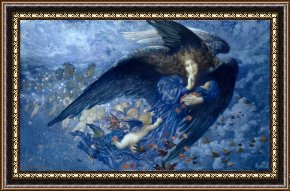 Pinocchio Wishes Upon a Star Framed Paintings - Night with Her Train of Stars by Edward Robert Hughes