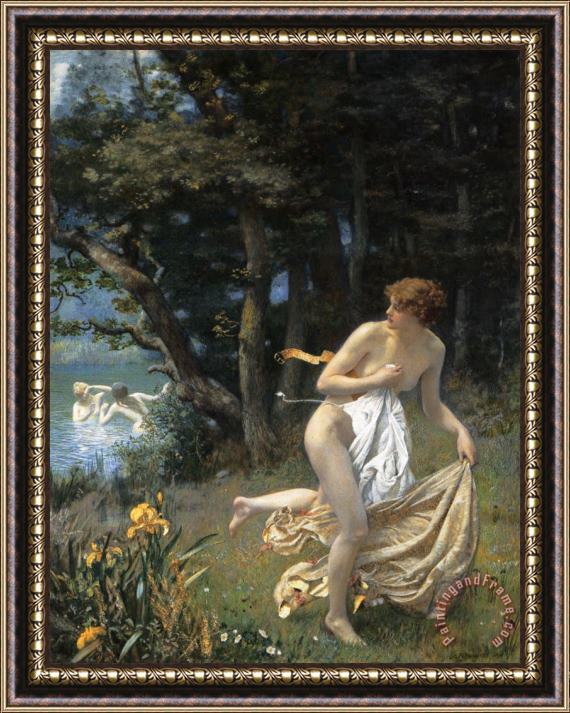 Edward Robert Hughes R.w.s Diana's Maidens Framed Painting