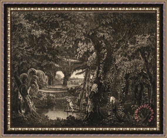Edward Rooker A Morning Scene of The Forest with Rinaldo on The Bank of The Enchanted River Framed Painting