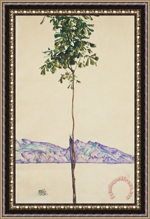 Egon Schiele Little Tree (chestnut Tree at Lake Constance) Framed Painting