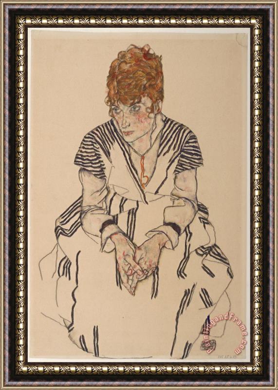 Egon Schiele Portrait of The Artist's Sister in Law, Adele Harms, 1917 Framed Painting