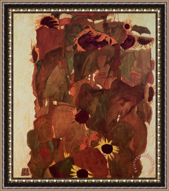 Egon Schiele Sunflowers II Framed Painting