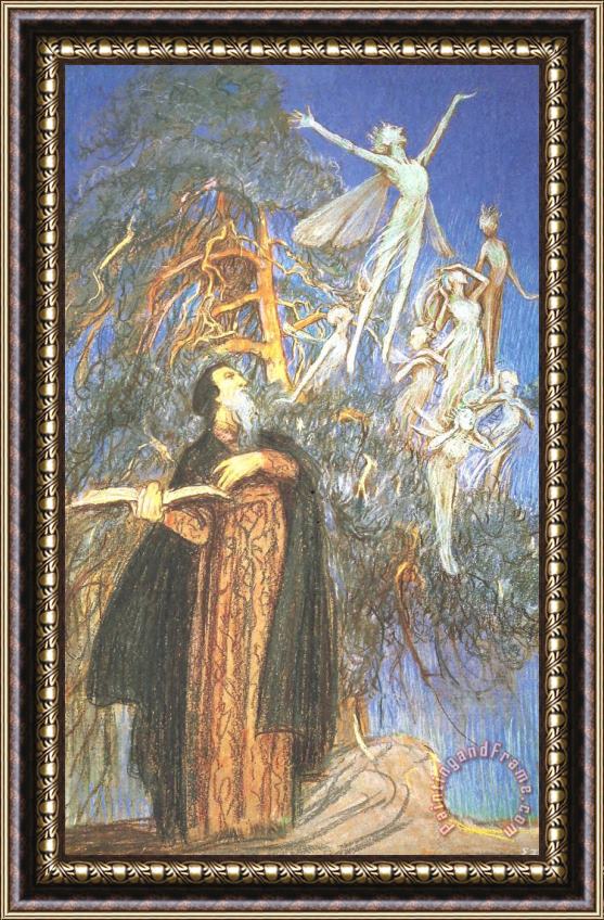 Eleanor Fortescue Brickdale Prospero And Ariel Framed Painting