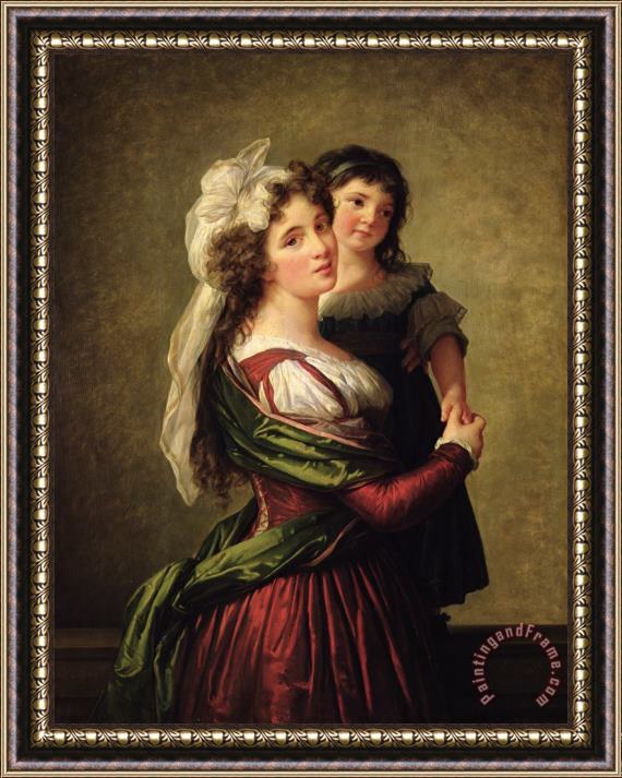 Elisabeth Louise Vigee Lebrun Madame Rousseau and her Daughter Framed Painting