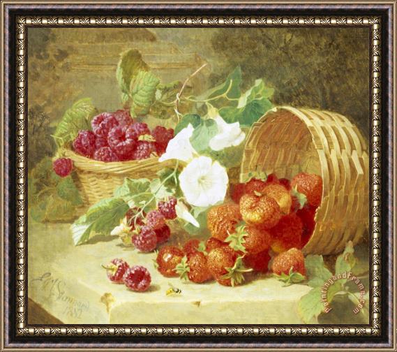 Eloise Harriet Stannard Baskets of Strawberries Raspberries And Convolvulus Framed Print