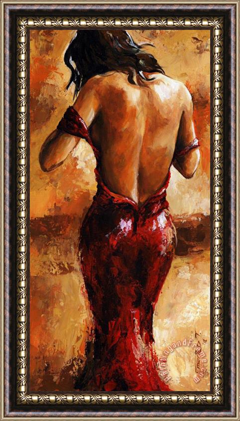 Emerico Toth Lady in Red /24 Framed Print