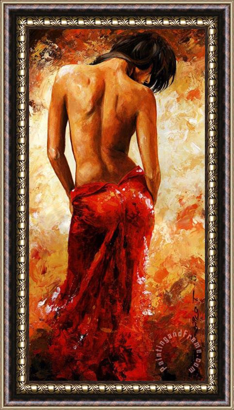 Emerico Toth Lady in red 27 Framed Print