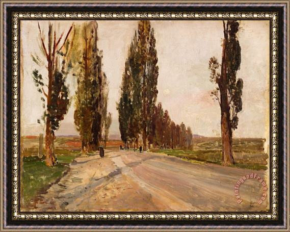 Emil Jakob Schindler Boulevard of Poplars Near Plankenberg Framed Painting