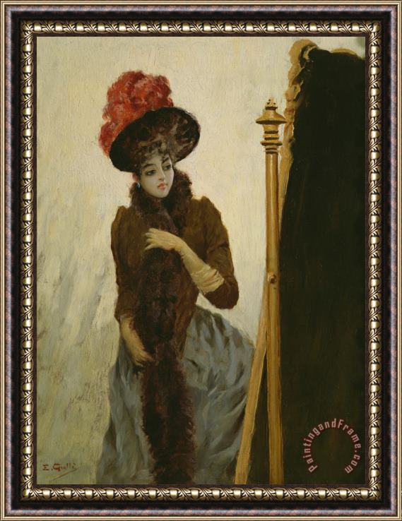 Emile Galle Before The Swing Mirror Framed Painting