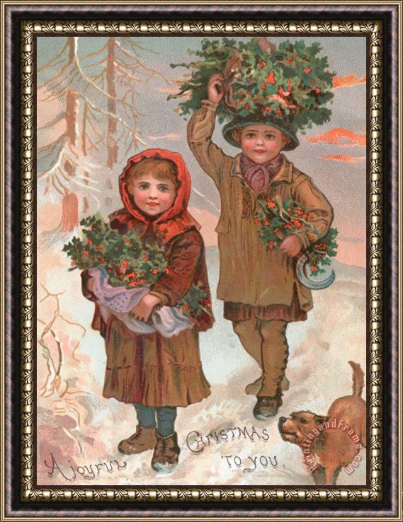 English School A Joyful Christmas To You Victorian Christmas Card Framed Print
