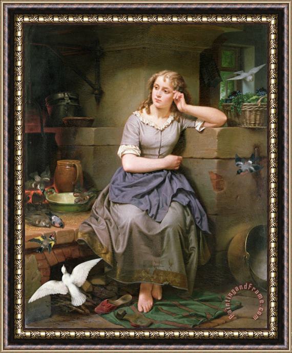 English School Cinderella and the Birds Framed Painting