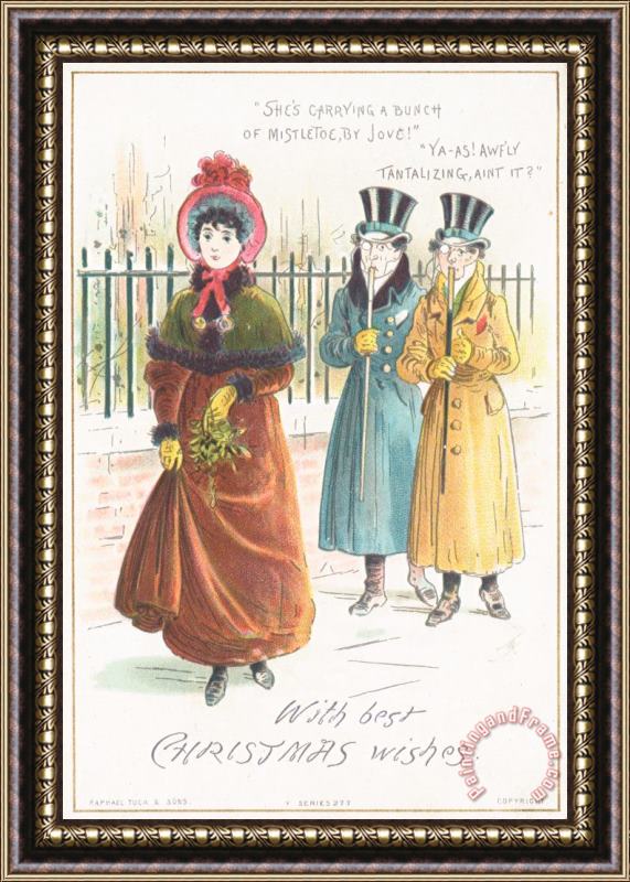 English School Woman Carrying Bunch Of Mistletoe Framed Painting