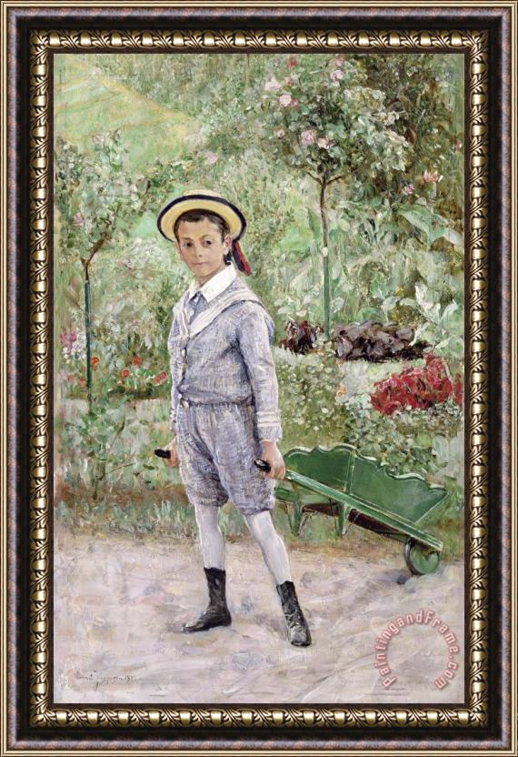 Ernst Josephson Boy With A Wheelbarrow Framed Painting