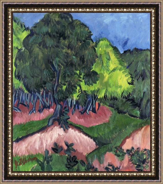 Ernst Ludwig Kirchner Landscape With Chestnut Tree Framed Painting