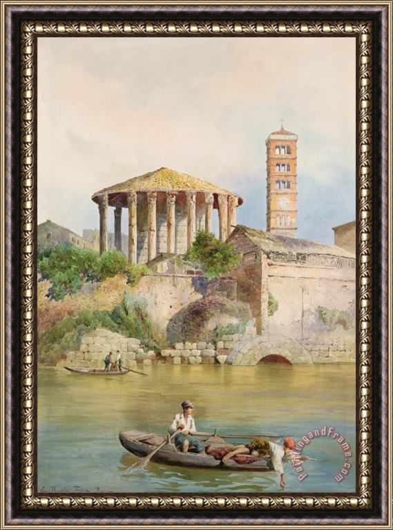 Ettore Roesler Franz View of the Sbocco della Cloaca Massima Rome Framed Painting