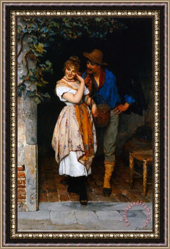 Eugen von Blaas Couple Courting Framed Print