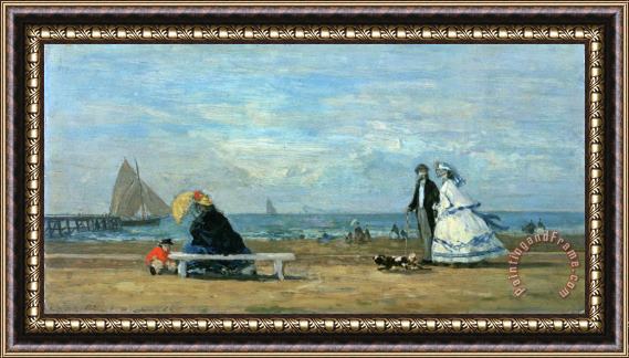 Eugene Boudin Beach at Trouville Framed Painting