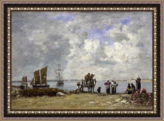 Eugene Boudin Fishermen's Wives at The Seaside Framed Painting