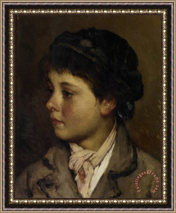 Eugene De Blaas Portrait of a Young Boy Framed Painting