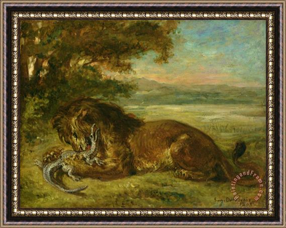 Eugene Delacroix Lion And Alligator Framed Print