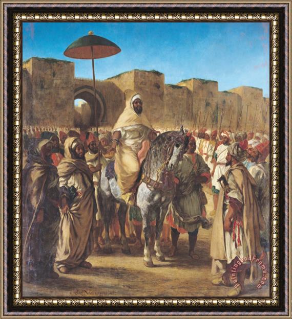 Eugene Delacroix Muley Abd Ar Rhaman (1789 1859), The Sultan of Morocco, Leaving His Palace of Meknes with His Entourage, March 1832 Framed Print