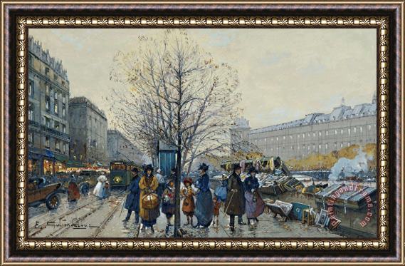 Eugene Galien-Laloue Quai Malaquais Paris Framed Painting