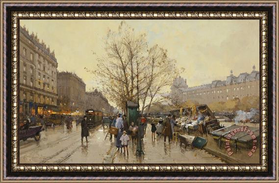 Eugene Galien-Laloue The Docks Of Paris Les Quais A Paris Framed Painting